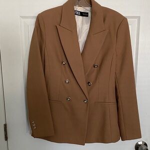 Zara Women's Double-Breasted Brown Blazer